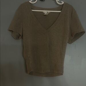 Casual V-Neck Brown Women's Top